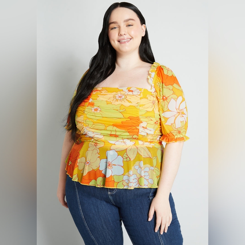 NWT Modcloth Summer Escape Upstate Floral Peplum Top Plus Size 2x